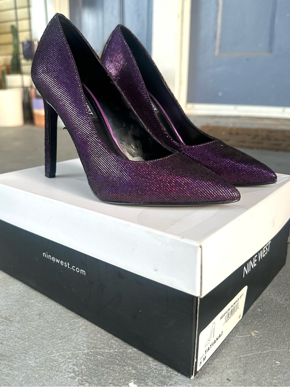Nine West Shimmering Purple Pointed-Toe Stiletto Tatiana Pumps